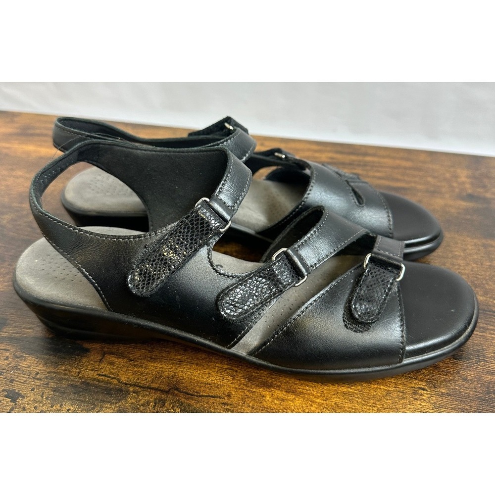 SAS Tabby Womens Black Leather Slingback Comfort Sandals Adjustable Straps 9 N - Picture 6 of 12